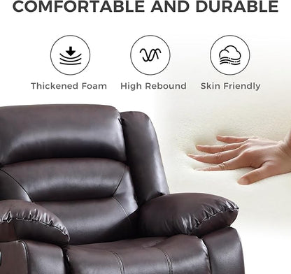 EBELLO Classic Power Recliner Chair, Faux Leather Oversized Electric Overstuffed Chair with Soft Cushion and Back, Sofa with Comfortable Armchair for Living Room, Brown