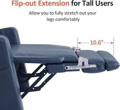 MCombo Lift Chair for Tall Man 6‘6’’, Dual Motor Power Lift Recliner Chair for Elderly, Lay Flat for Sleeping, Heat and Massage, USB & Type C, Faux Leather 7755 (Blue)