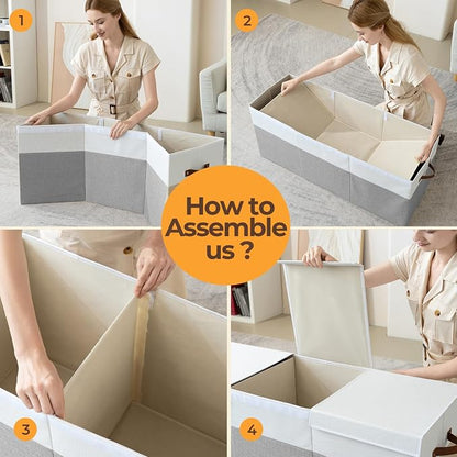 Extra Large Toy Box,150L Foldable Sturdy Toy Storage with Lid, 40"x14"x16" Kids Storage Organizer, Toy Chest for Boys&Girls,for Nursery,Bedroom,Playroom,Living Room,Large Capacity Toybox(Grey)