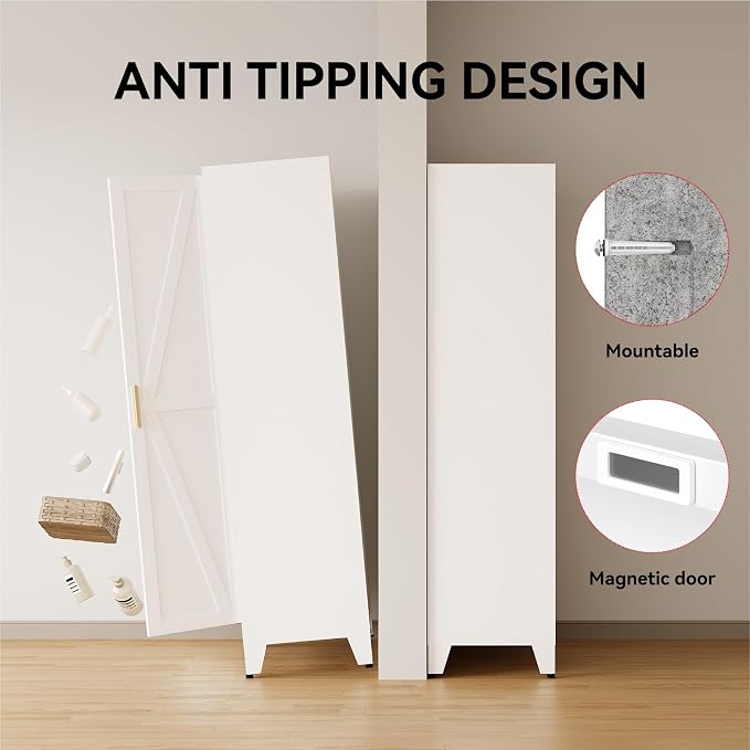 71" Tall Metal Armoire Wardrobe Closet,17.7" Deep By 31.5" Wide Portable Closet for Hanging Clothes,Wardrobe Cabinet with Adjustable Shelves for Bedroom Office Laundry Room,White 1 Pack