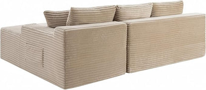 105-Inch L-Shaped Right Facing Corner Compressed Sofa Modular Sectional Boneless Cloud Sofa Floor Foam Couch with Chaise Lounge, Corduroy Corner Boneless Cloud Couch