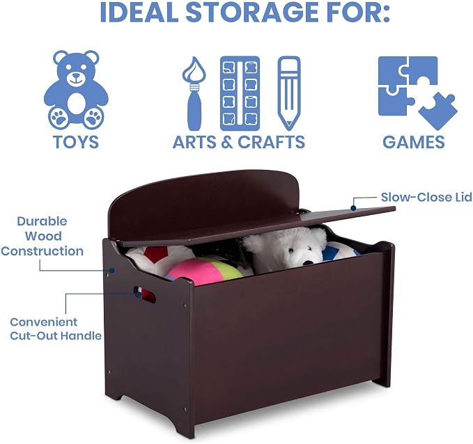 Delta Children MySize Deluxe Toy Box, Dark Chocolate