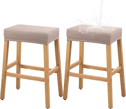 YISUN Stool Covers Rectangle - 2 Pack Stretch Waterproof Saddle Seat Cover Counter Bar Stools Bar Chairs Covers Kitchen Island Chairs Cushion Protector