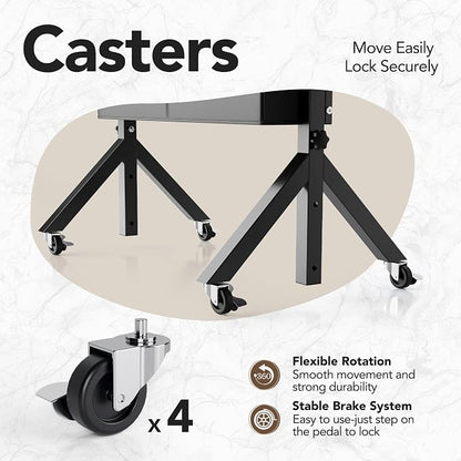 HUANUO Portable Standing Desk Adjustable Height, Mobile Stand Up Desk for Walking Pad and Treadmill, Rolling Computer Table with Wheels, 31.5"x15.75" Height 28.7"-46.1", Black
