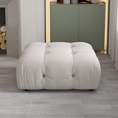 Modern Velvet Sectional Sofa, L Shape Minimalist Modular 4-Seater Sofa for Living Room Office Apartment (Ottoman/Beige)