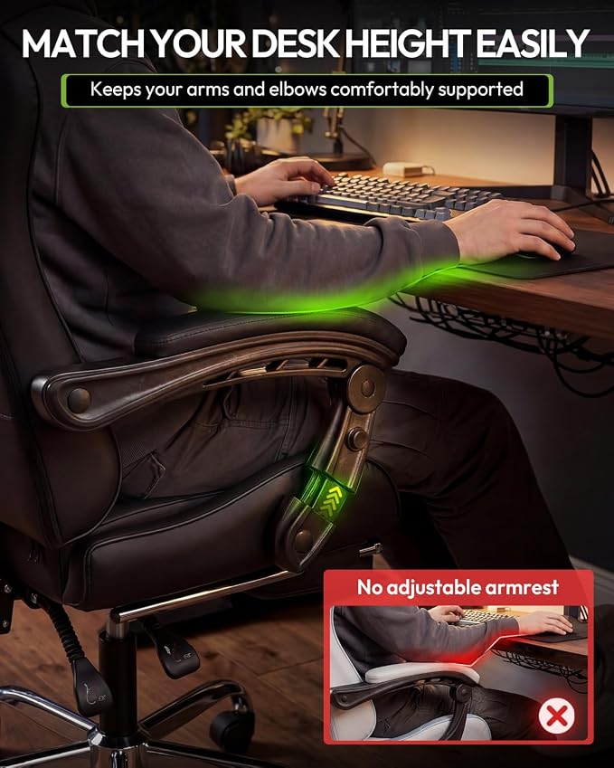 Dowinx Ergonomic Gaming Chair with Footrest & Massage Lumbar, 2D-Linkage Armrests for Computer Chair 330lbs with Headrest Pillow for Office, Home, Streaming and Long Gaming Sessions, Black