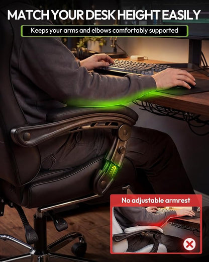 Dowinx Ergonomic Gaming Chair with Footrest & Massage Lumbar, 2D-Linkage Armrests for Computer Chair 330lbs with Headrest Pillow for Office, Home, Streaming and Long Gaming Sessions, Black