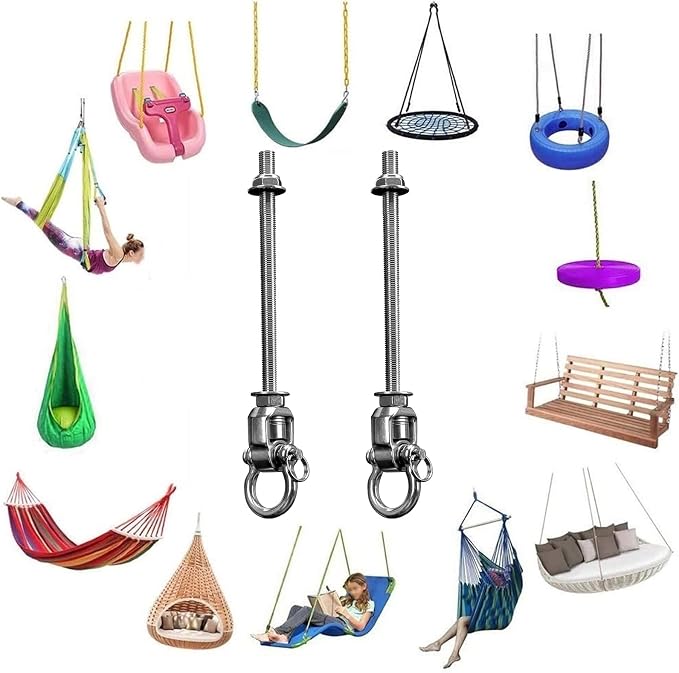 4-Pack Heavy Duty Swing Hangers with Bearings- 304 Stainless Steel Swing Set Brackets, 1500LB Capacity for Porch Swings, Hanging Chairs, Punching Bags, Gym Equipment