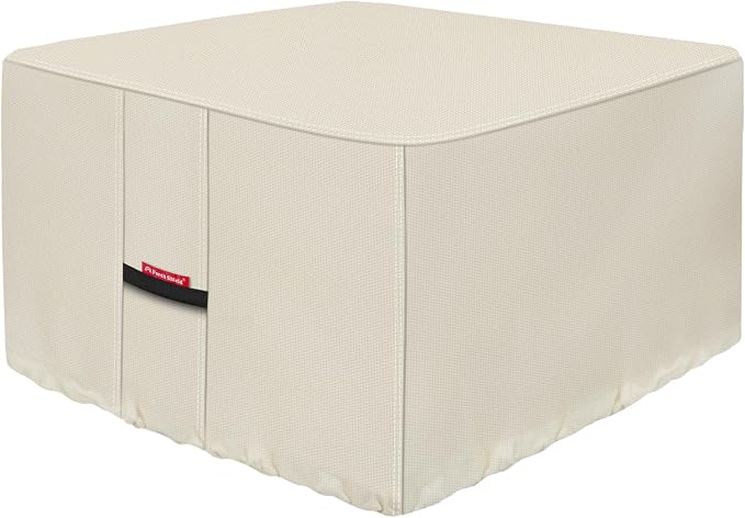 Porch Shield Fire Pit Cover - Waterproof 600D Heavy Duty Fade Resistant Square Patio Fire Pit Table Cover Beige - 28 x 28 inch