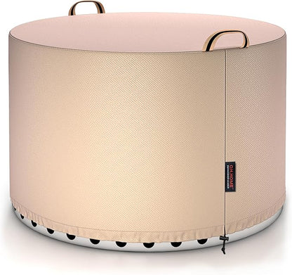 QH.HOME [2025 Upgraded 900D Fabric] Fire Pit Cover Round for Solo Stove Yukon 27"-29",Waterproof Smokeless Fire Pit Cover,Strong Tear Resistant,Fits for Gas/Table/Bowl Fire pits - 30" D X 18" H-Wheat