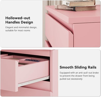 Jocoevol Pink Tall 6 Drawer Dresser for Bedroom,Dressers & Chests of Drawers with Jewelry Storage,Wood Storage Dresser with Deep Drawers for Living Room Hallway Entryway(40.75" L*23.62" W*15.75")