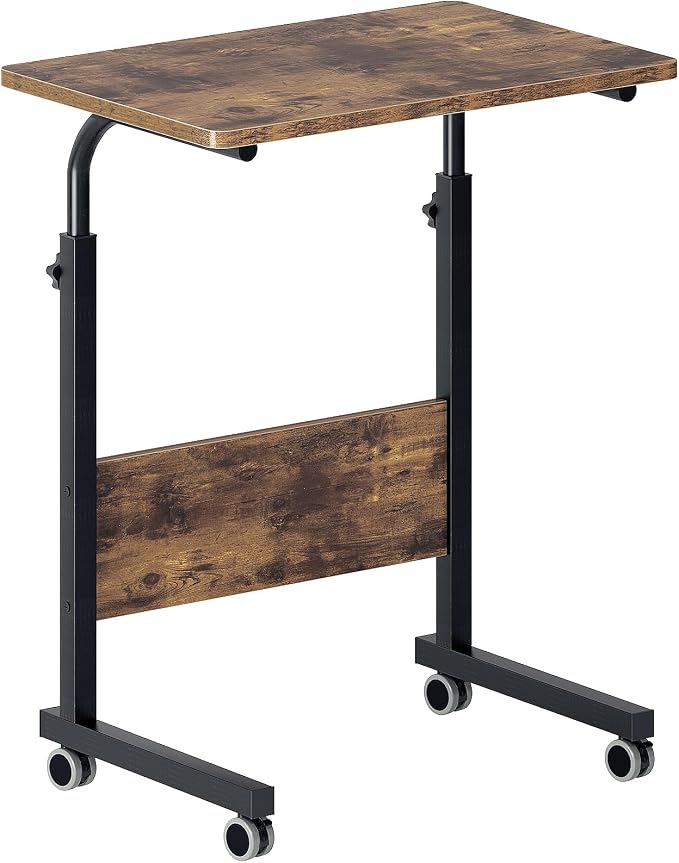 DlandHome Rolling Desk Mobile Standing Desk Mobile Side Table 23.6 Inches w/Wheels Adjustable Movable Portable Laptop Computer Stand for Bed Sofa,DUS-05#1-60FG-FBA