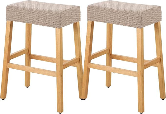 YISUN Stool Covers Rectangle - 2 Pack Stretch Waterproof Saddle Seat Cover Counter Bar Stools Bar Chairs Covers Kitchen Island Chairs Cushion Protector
