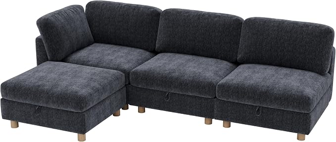 ERYE 95-Inch Oversized L Shaped Sectional Sofa 4 Seat Modular Storage Sofa Couch W/Deep Seat,Skin Friendly Plush Chenille Upholstered Convertible Corner Sectional Couch with Ottoman
