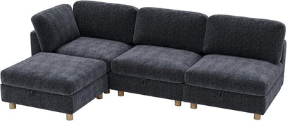 ERYE 95-Inch Oversized L Shaped Sectional Sofa 4 Seat Modular Storage Sofa Couch W/Deep Seat,Skin Friendly Plush Chenille Upholstered Convertible Corner Sectional Couch with Ottoman