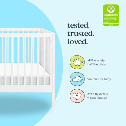 Davinci Birdie 3-in-1 Convertible Crib, GREENGUARD Certified, White | Converts to Toddler Bed & Daybed, 4 Adjustable Mattress Heights - Conversion Kit Sold Separately - Easy to Assemble