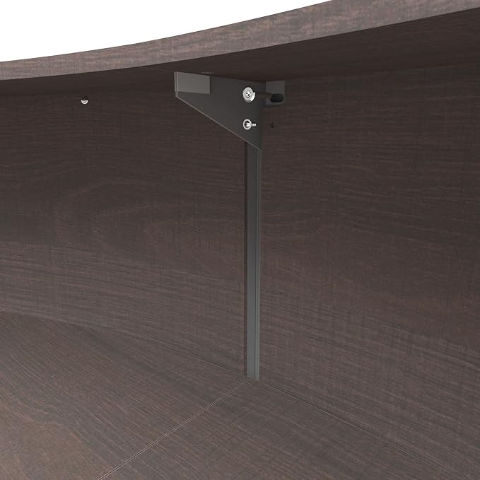 Linea Italia Curved Modern Office Desk Easy to Assembly 2 Panel Reception Counter for Lobby, Salon, 124" x 49", Mocha