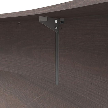 Linea Italia Curved Modern Office Desk Easy to Assembly 2 Panel Reception Counter for Lobby, Salon, 124" x 49", Mocha
