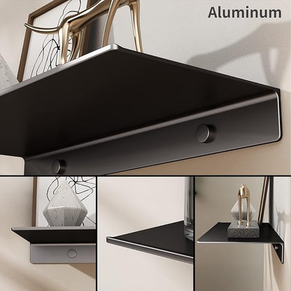 Danpoo 20 inch Floating Shelf for Wall Organizer & Storage, Mini Display Shelf, Metal Wall Shelf for Bathroom, Living Room, Kitchen, Bedroom(Matte Black)