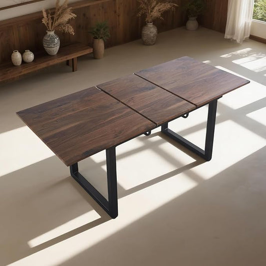 Extendable Dining Table for 4-8 People,70.86''Modern Space-Saving Kitchen Table with Metal Legs,Rectangle Folding Conference Meeting Table for Living Meeting Room Kitchen,Walnut