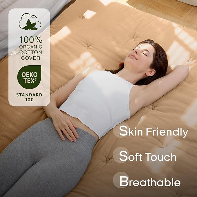 ZonLi Japanese Floor Futon Mattress Full Size 75"x 54", 100% Cotton Cover 2.5'' Thicken Tatami Mattress, Foldable Sleeping Pad, Portable Dormitory Tatami Mat, Roll Up Floor Lounger Bed for Adult