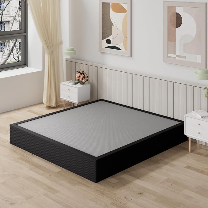 Tyndall 10 Inch King Box Spring, Heavy Duty Metal Box Spring for King Size Bed Mattress Foundation with Fabric Cover, Noise-Free, Non Slip, Easy Assembly