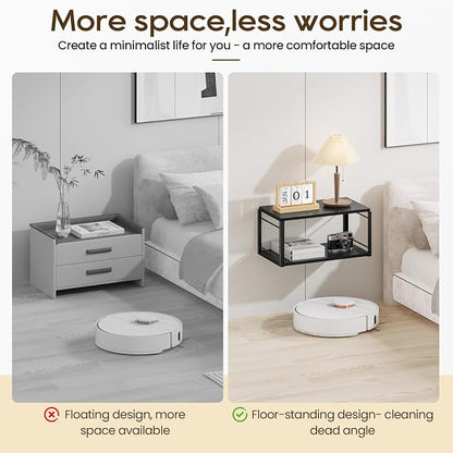 Floating Nightstand, Wood Bedside Shelf Wall Mounted Nightstand, Floating Bedside Table for Bedroom, Living Room, Bathroom, Kitchen, Office (Black)