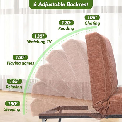 ZZW Sleeper Chair Bed Upgrade 4-in-1 to 5-in-1 Convertible Multi-fuction Sofa Chair w/Adjustable Backrest Assembly-Free Linen Folding Sofa Ottoman Bed for Living Room Apartment (Warm Brown)