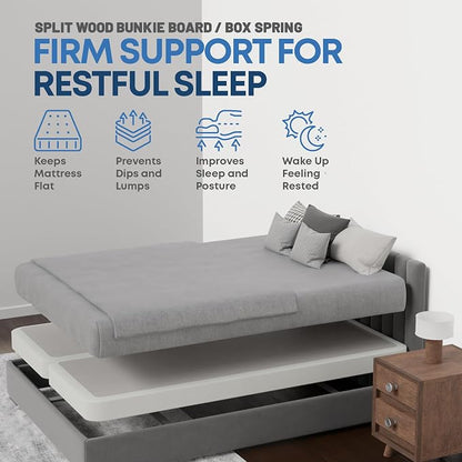 Zutan, Box Spring Bed Base Queen Size, 4-Inch Wood Mattress Foundation – Amish Made in USA – Quiet Noise Free, 2-Pieces Under Mattress-Support BoxSpring, Fully Assembled, White