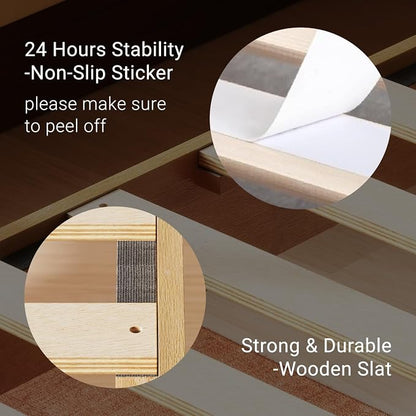 LIFEMENT Twin Bed Frame Signature Wood Platform, Noise Free, Under Bed Storage, No Box Spring Needed, Easy Assembly, Natural