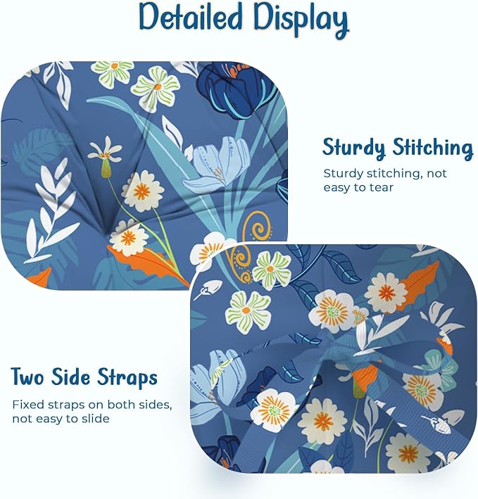 Double Egg Chair Cushion Replacement for Outdoor Patio Hanging Basket Egg Chairs, 59x43 Inch Thickened 100% Cotton Large Waterproof Double Eggs Swing Chair Cushions, Blue Peony
