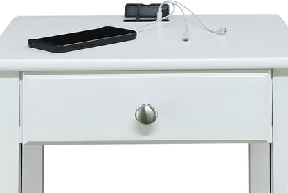 Casual Home Owl White Night Stand with USB Port , 17.5 in x 14.25 in x 24.5 in (W x L x H)