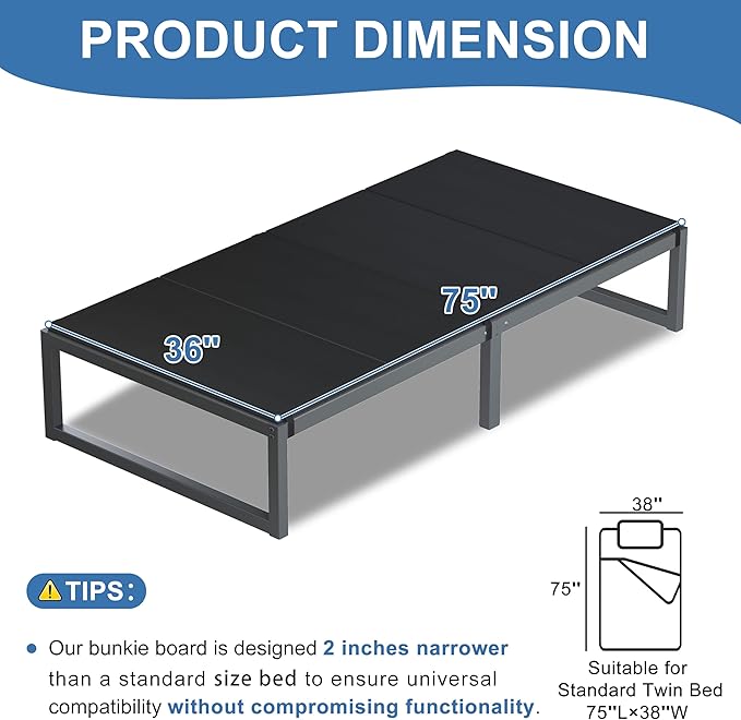 Lutown-Teen Bunkie Board Twin 2 Pack Under Mattress High-Density Polymer Twin Bunkie Board Anti-Sag, Breathable, Moisture Resistant, Noise Minimizing