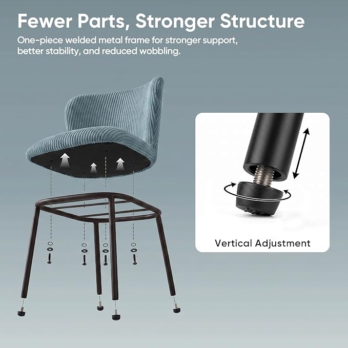 SIMTONAL Upholstered Dining Chairs Set of 2, Corduroy Armless Kitchen Chairs with Memory Foam Seat, Black Metal Legs, Mid Century Modern Accent Seating for Apartment, Vanity, [Sage Green]