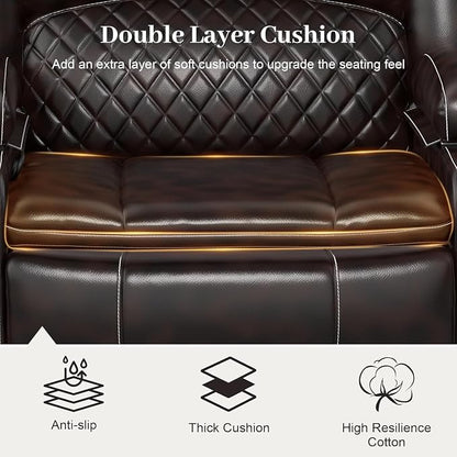 Yolsali Loveseat Lounger Sofa Set with 2 Layers Cushion Living Room 2+1 Piece 2 Seater Reclining Double Sofa Leather with Removable Console 1 Oversized Lounger Sofa Seats