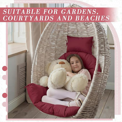 Tudomro Brick Red Waterproof Egg Chair Cushion with Pillow Filling 2.58 kg Replacement Rocking Wicker Chair Cushion 48" x 32" High Back Hanging Swing Hammock Pad Thicken for Outdoor Patio Garden