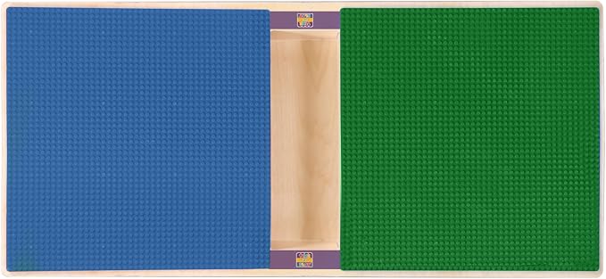 Contender Time-2-Play Kids Activity Play Table, Compatible with Lego Bricks, Extra Sturdy Birch Plywood, 35" W X 15.5" D, Blue & Green, 14" Legs for Toddlers