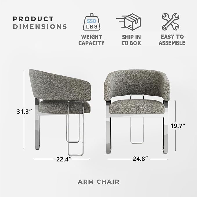 Dining Chairs, Barrel Boucle Armchair, Accent Chairs for Party, Banquet and Wedding, Set of 12