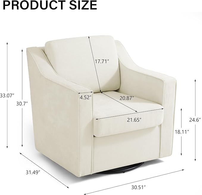 Swivel Accent Chair, Modern Round Barrel Arm Chair for Living Room, Bedroom, Comfy Club Reading Chairs for Adults (Chenille Beige, Set of 2)