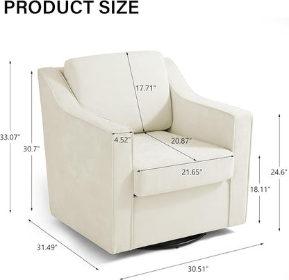 Swivel Accent Chair, Modern Round Barrel Arm Chair for Living Room, Bedroom, Comfy Club Reading Chairs for Adults (Chenille Beige, Set of 2)