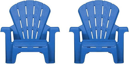 Little Tikes Kids Garden Chair 2 Pack in Blue, Outdoor Toddler Activity Adirondack Chairs for Picnic, Garden, Patio, Backyard & Beach, Outdoor Chair Set