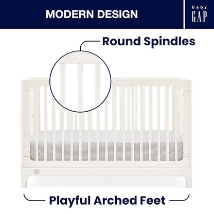 babyGap Wren 4-in-1 Convertible Crib by Delta Children - Greenguard Gold Certified, Antique White
