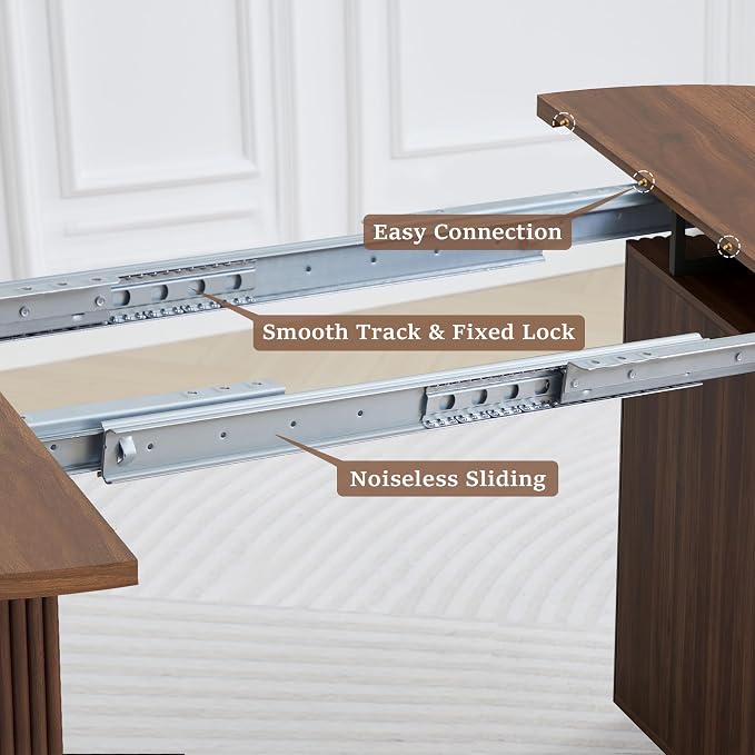 41 in-78 in Extendable Dining Room Table for 4-8, Round Expandable Kitchen Table with Fluted Base, Modern Farmhouse Oval Dinner Tables for Dining Room Kitchen Living Room (Walnut)