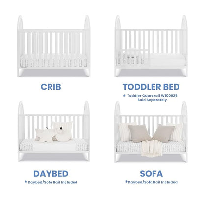 Delta Children Milano 4-in-1 Convertible Crib - Greenguard Gold Certified, Bianca White