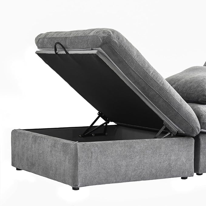 Cloud Modular Sectional Sofa,160.6" U-Shaped Convertible Couch with Storage Ottoman for Living Room, Minimalist Deep Sofa Couches, Sofa Covers Washable&Replaceable, Grey