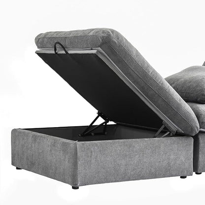 Cloud Modular Sectional Sofa,160.6" U-Shaped Convertible Couch with Storage Ottoman for Living Room, Minimalist Deep Sofa Couches, Sofa Covers Washable&Replaceable, Grey