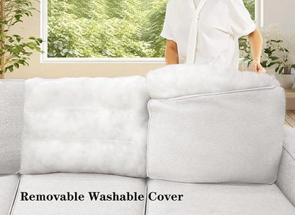 Legend Vansen Oversized Modular Sectional Sofa,U/L‑Shaped Reversible Couch with Ottoman,Deep Seat Plush Polyester Sofa for Living Room,9‑Seater,Cream