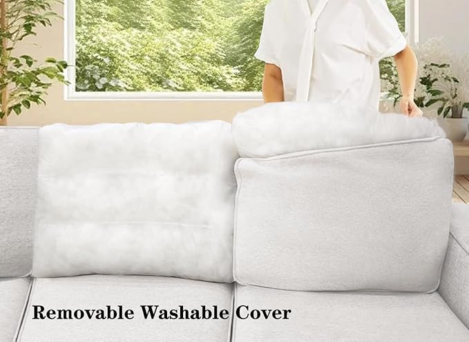 Legend Vansen Oversized Modular Sectional Sofa,U/L‑Shaped Reversible Couch with Ottoman,Deep Seat Plush Polyester Sofa for Living Room,8‑Seater,Cream