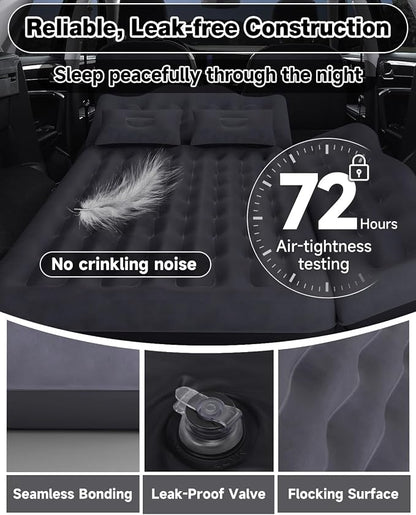Umbrauto Car Air Mattress Bed: Inflatable SUV Camping Sleeping Pad for Truck Back Seat with Pump & Pillows, Blow Up Backseat Car Mattress for Van Rear Seat