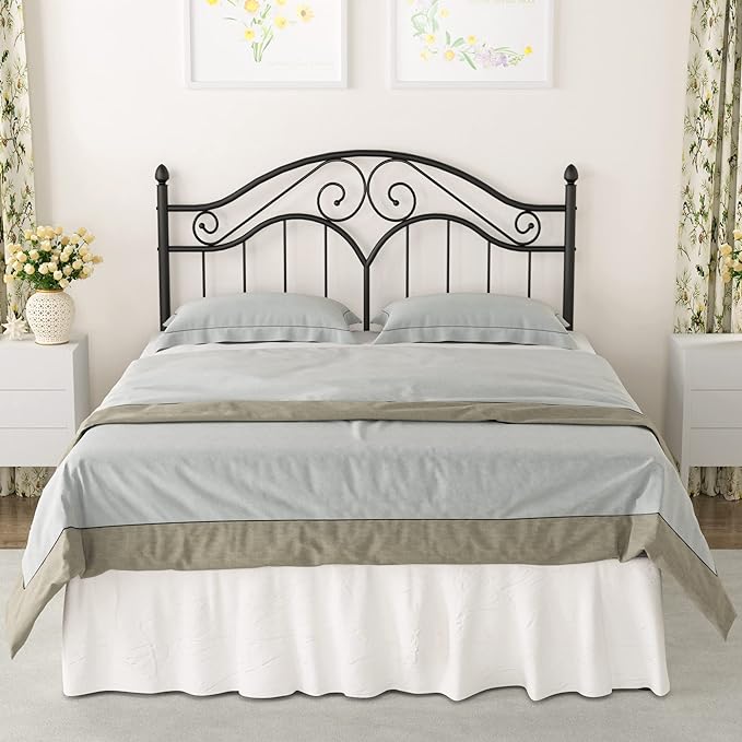 Headboard for Queen Size Bed Frame Vintage Bed Metal Headboard Only | Platform Bed Headboard,Height Adjustable,Sturdy and Stable,Easy Assembly,Black